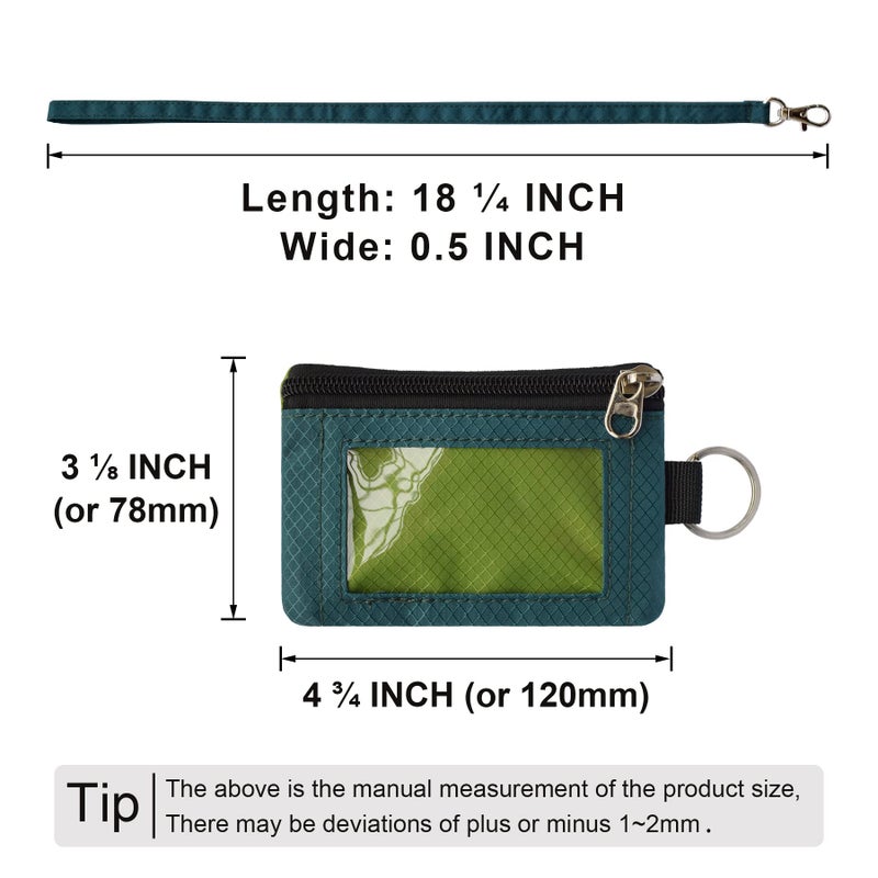 CHENSPRX Minimalist RFID Blocking Small Wallet with ID Window,WaterResistant Zip Id Case Wallet with Lanyard Keychain for Cards,Cash,Travel,Women,Men (GreenOnion+DarkGreen) - Image 5